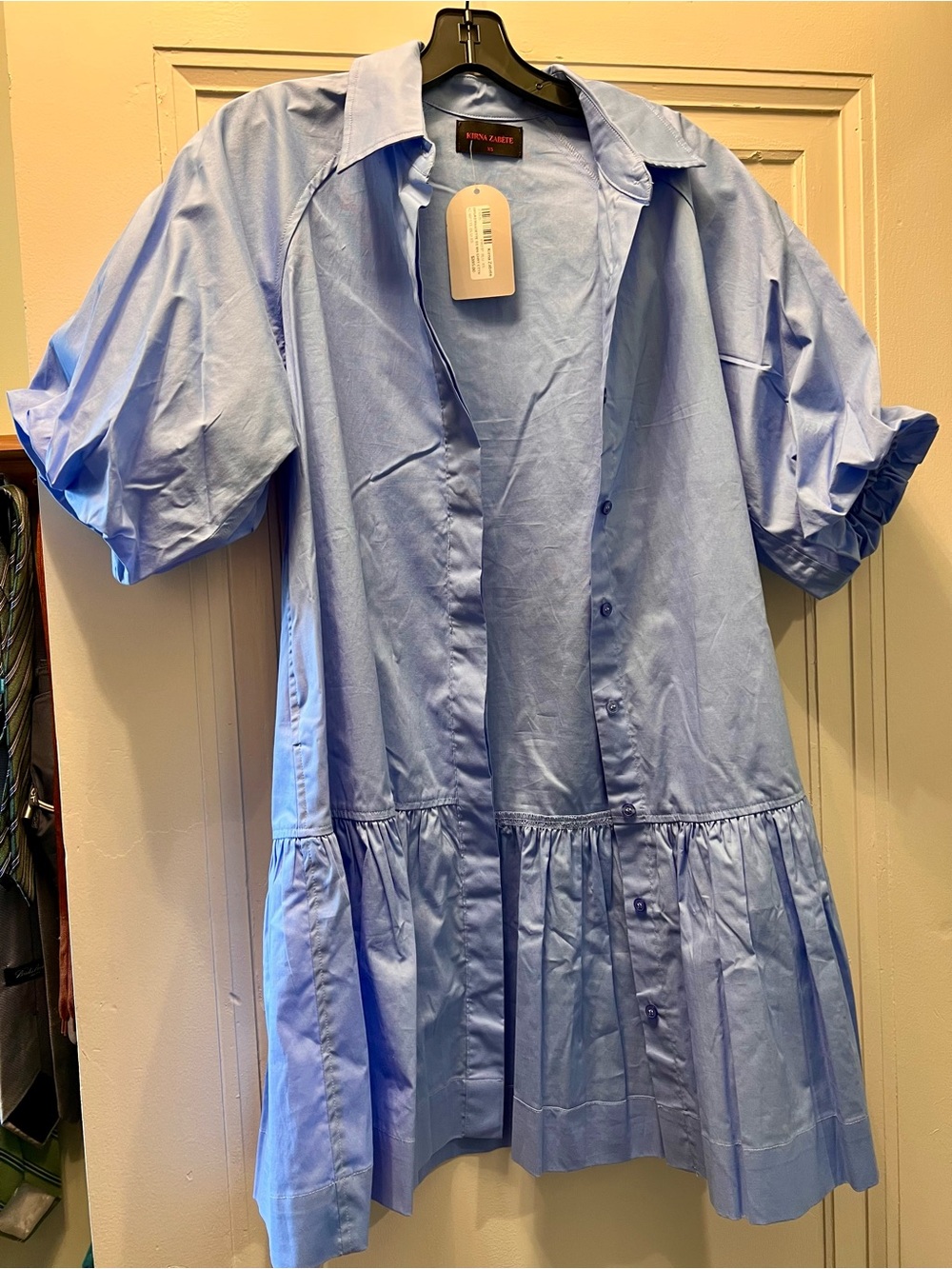 Kirna Zabête Light Blue Cotton Poplin Shirt Dress